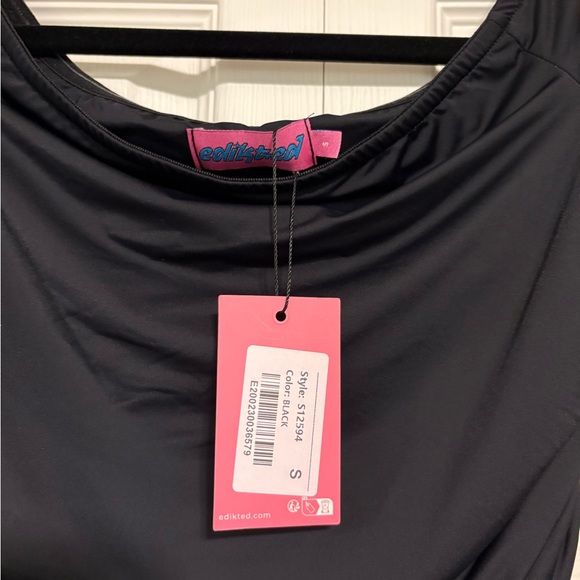 Edikted Elegant Black Ruched Long Sleeve Top - Picture 2 of 4